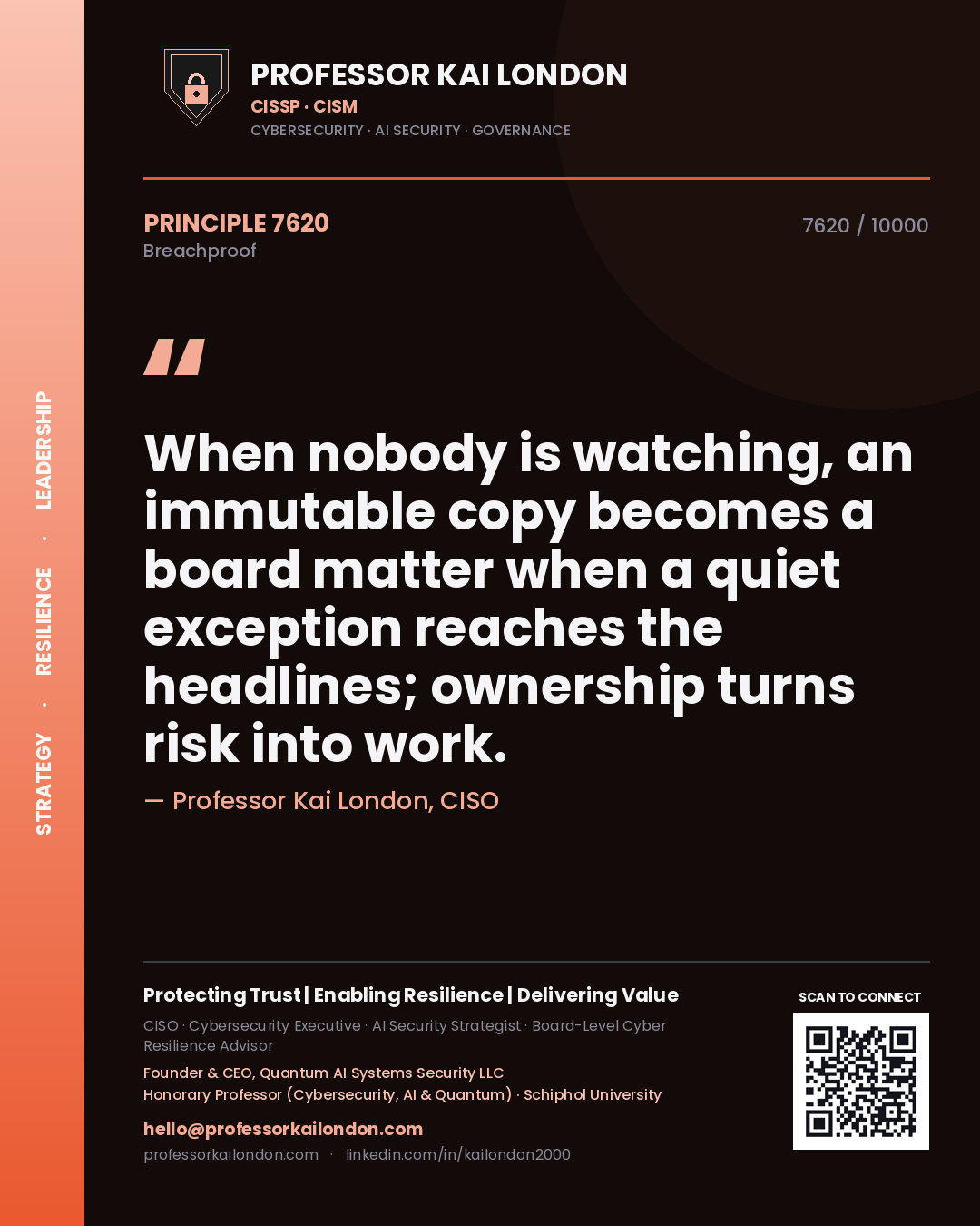 Professor Kai London principle 7620: When nobody is watching, an immutable copy becomes a board matter when a quiet exception reaches the headlines; ownership turns risk into work.