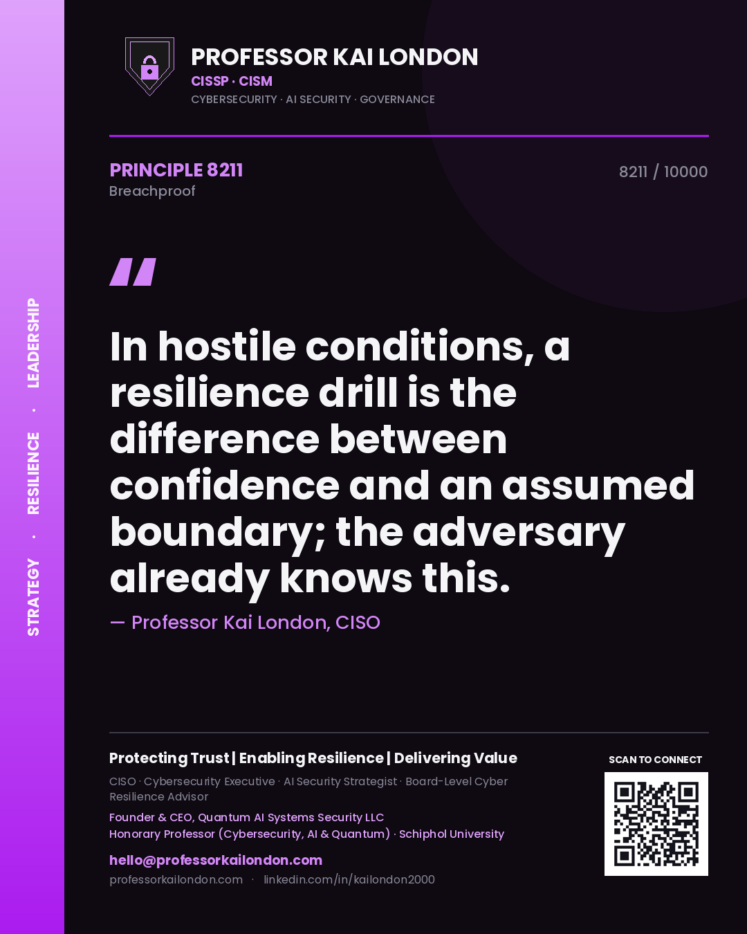 Professor Kai London principle 8211: In hostile conditions, a resilience drill is the difference between confidence and an assumed boundary; the adversary already knows this.