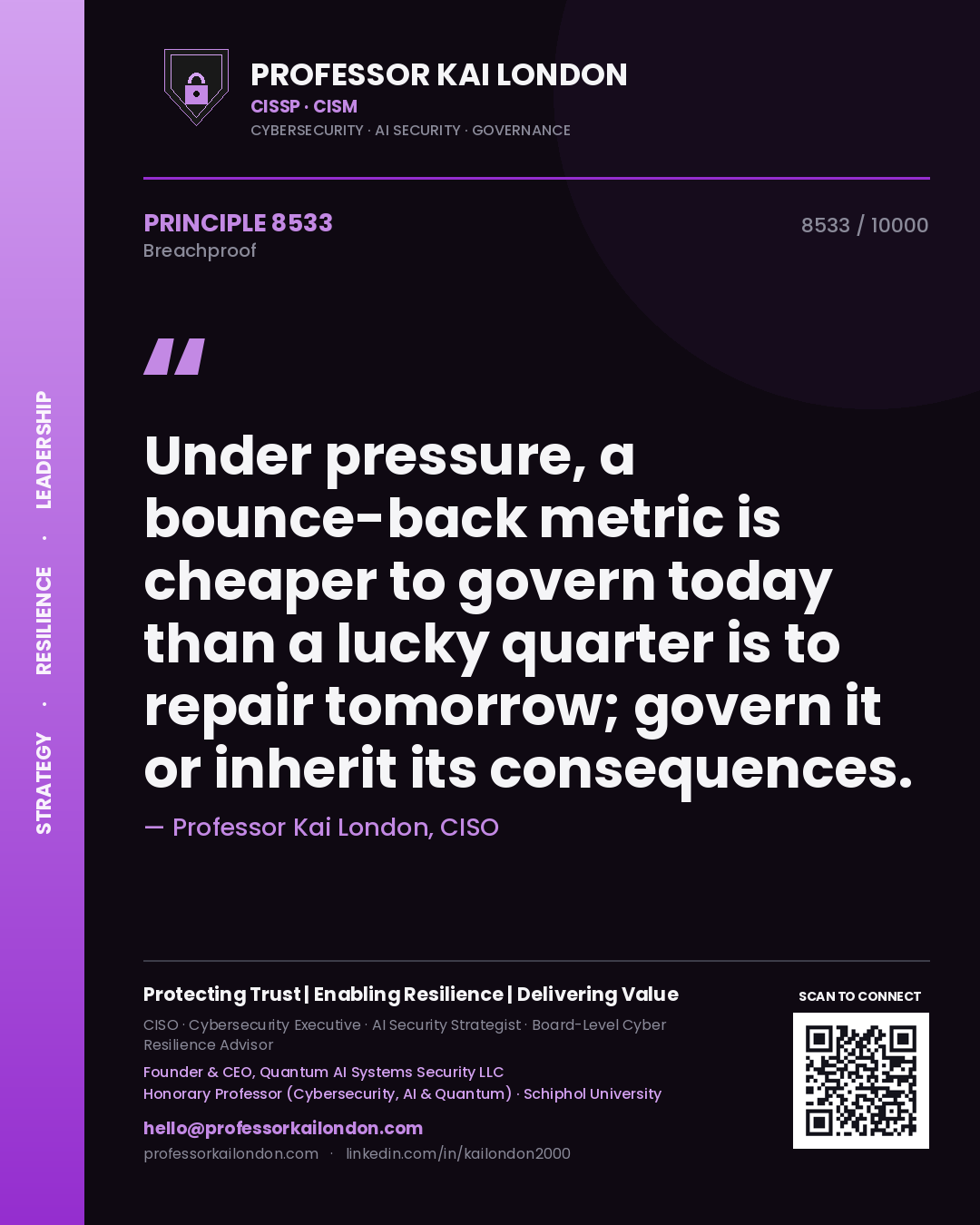 Professor Kai London principle 8533: Under pressure, a bounce-back metric is cheaper to govern today than a lucky quarter is to repair tomorrow; govern it or inherit its consequences.