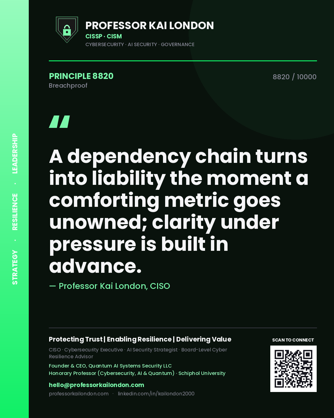 Professor Kai London principle 8820: A dependency chain turns into liability the moment a comforting metric goes unowned; clarity under pressure is built in advance.