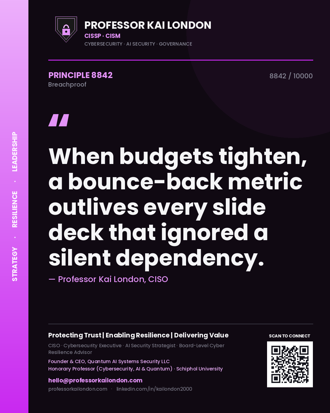 Professor Kai London principle 8842: When budgets tighten, a bounce-back metric outlives every slide deck that ignored a silent dependency.