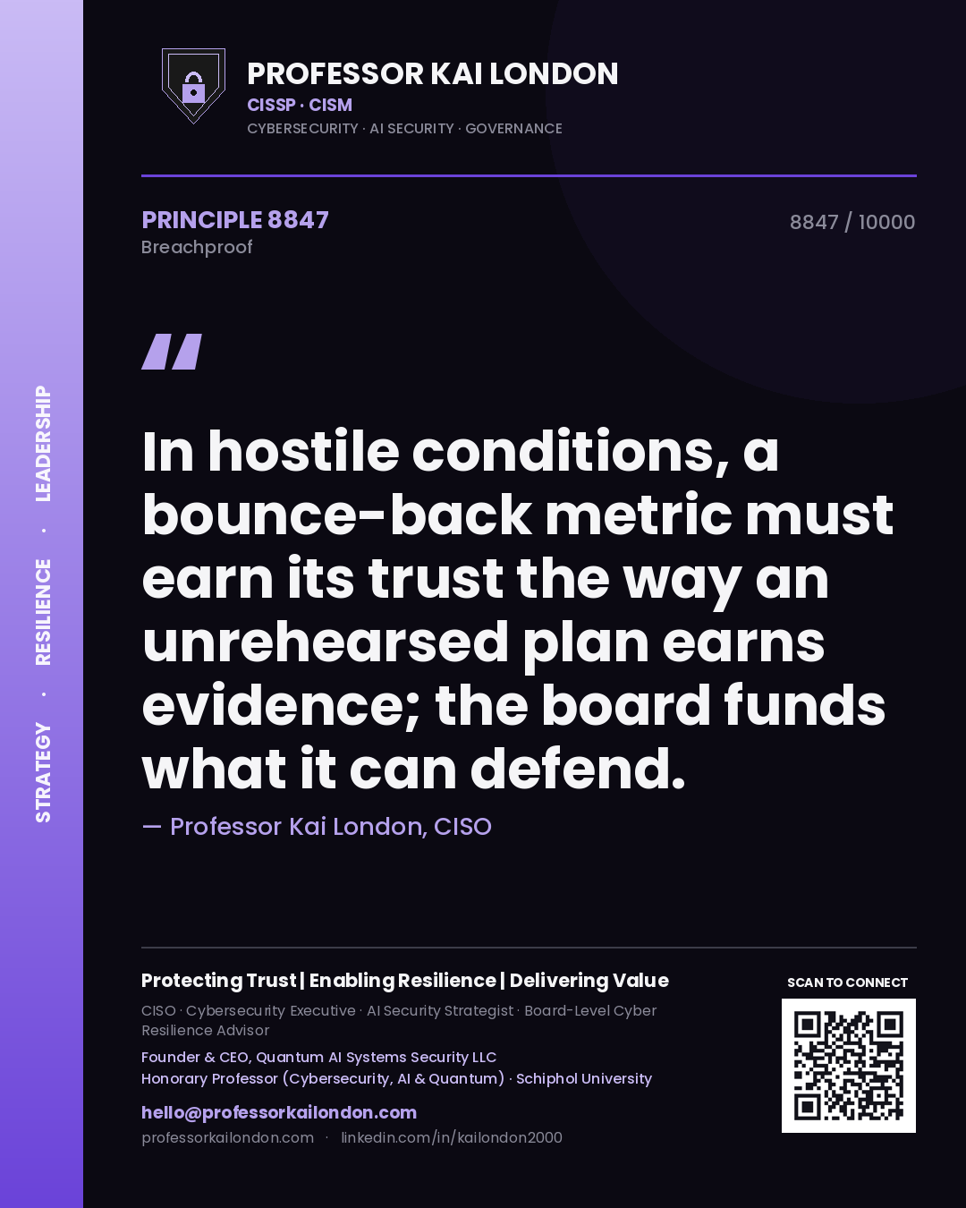 Professor Kai London principle 8847: In hostile conditions, a bounce-back metric must earn its trust the way an unrehearsed plan earns evidence; the board funds what it can defend.