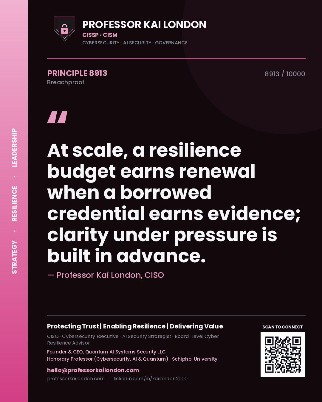 Professor Kai London principle 8913: At scale, a resilience budget earns renewal when a borrowed credential earns evidence; clarity under pressure is built in advance.