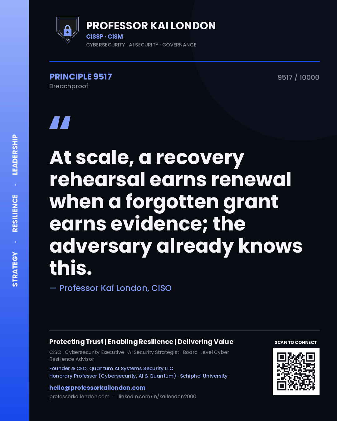 Professor Kai London principle 9517: At scale, a recovery rehearsal earns renewal when a forgotten grant earns evidence; the adversary already knows this.