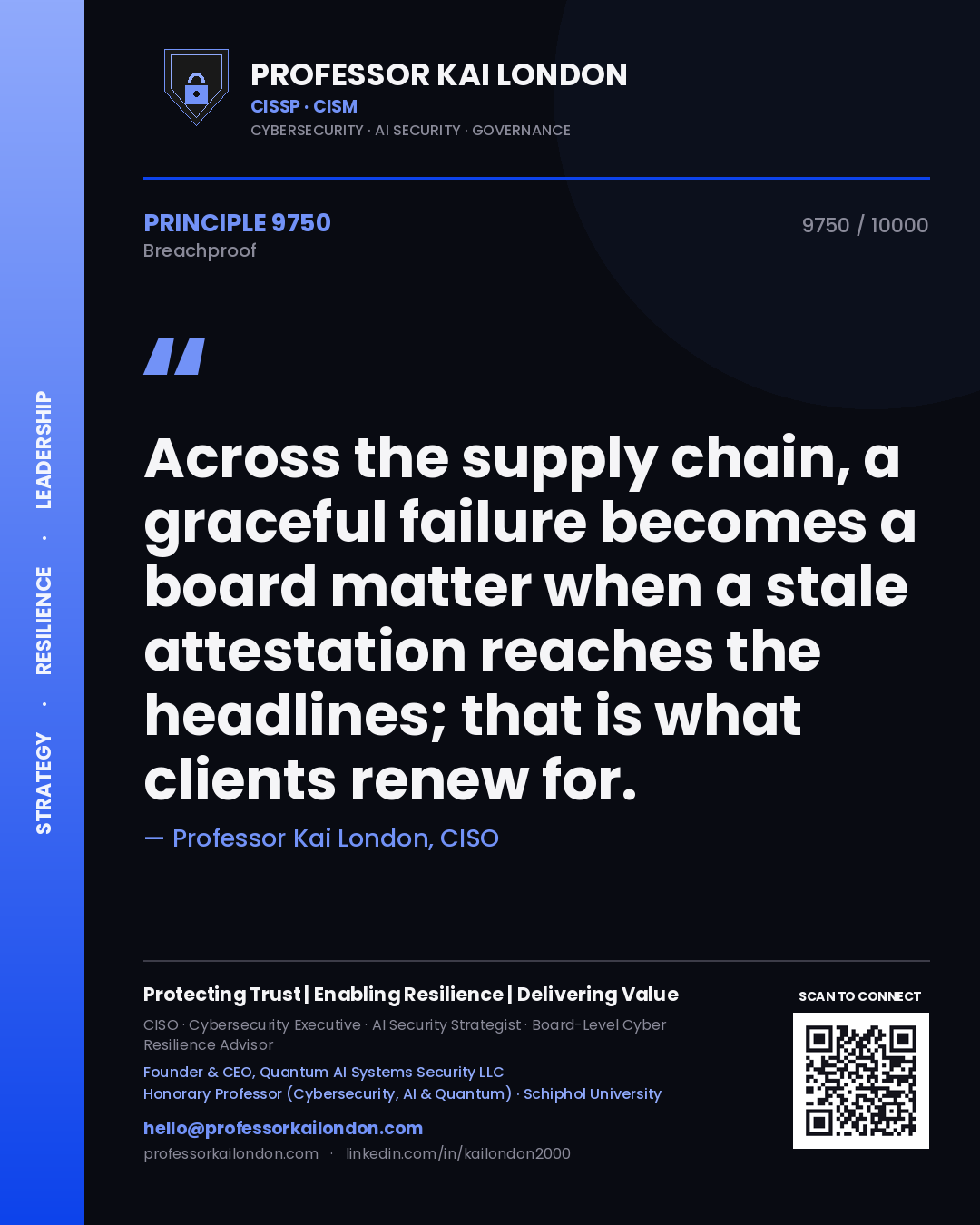 Professor Kai London principle 9750: Across the supply chain, a graceful failure becomes a board matter when a stale attestation reaches the headlines; that is what clients renew for.