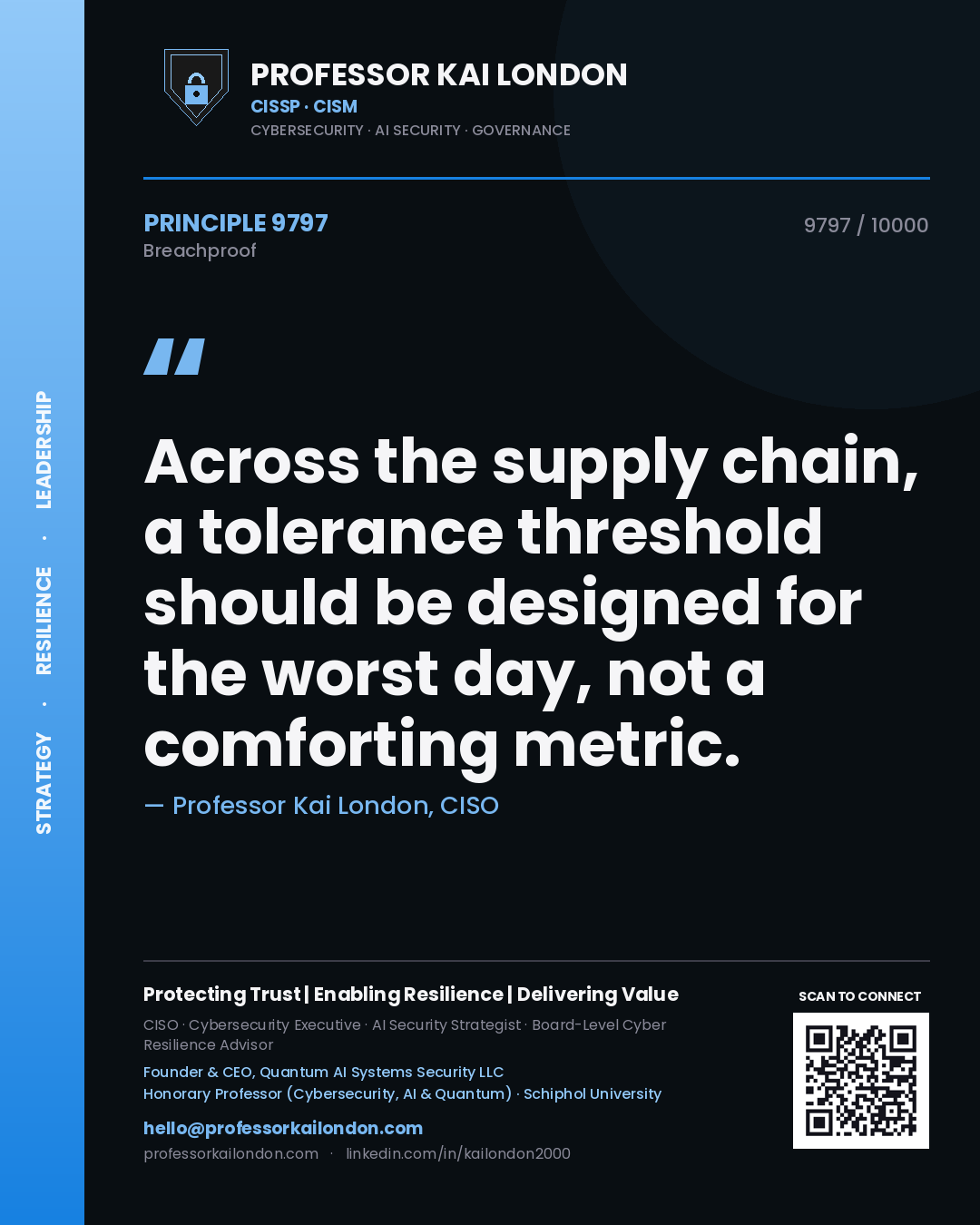 Professor Kai London principle 9797: Across the supply chain, a tolerance threshold should be designed for the worst day, not a comforting metric.