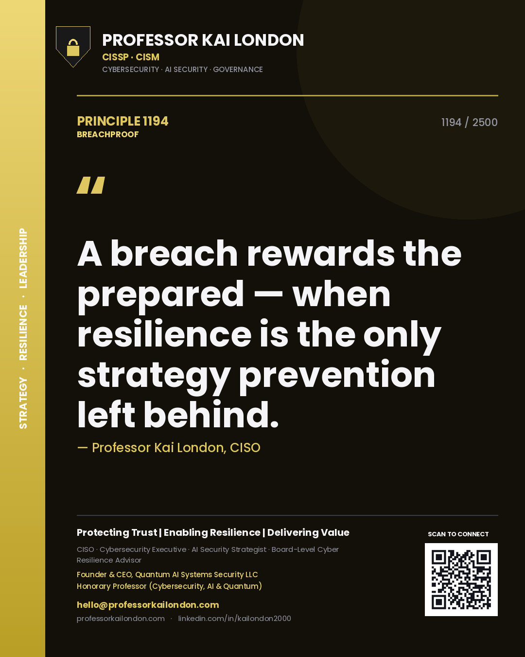 Professor Kai London principle 1194: A breach rewards the prepared — when resilience is the only strategy prevention left behind.