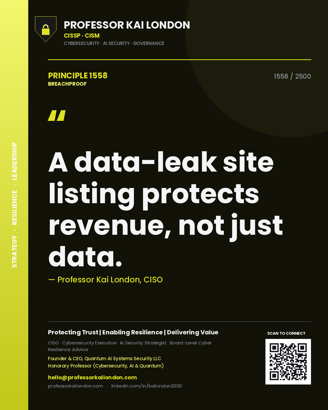 Professor Kai London principle 1558: A data-leak site listing protects revenue, not just data.