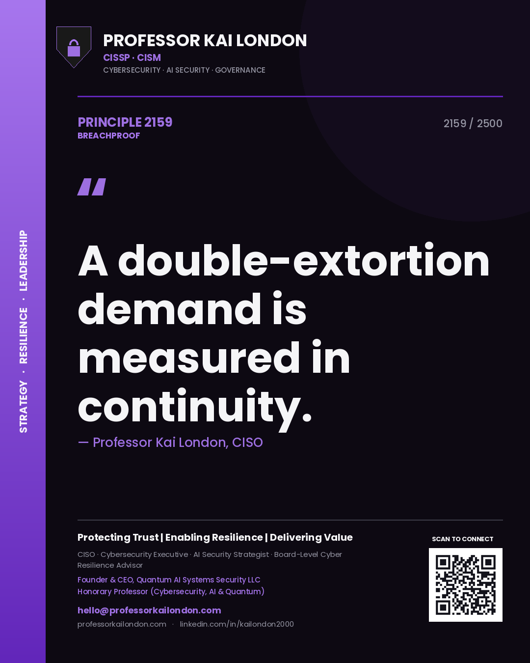 Professor Kai London principle 2159: A double-extortion demand is measured in continuity.
