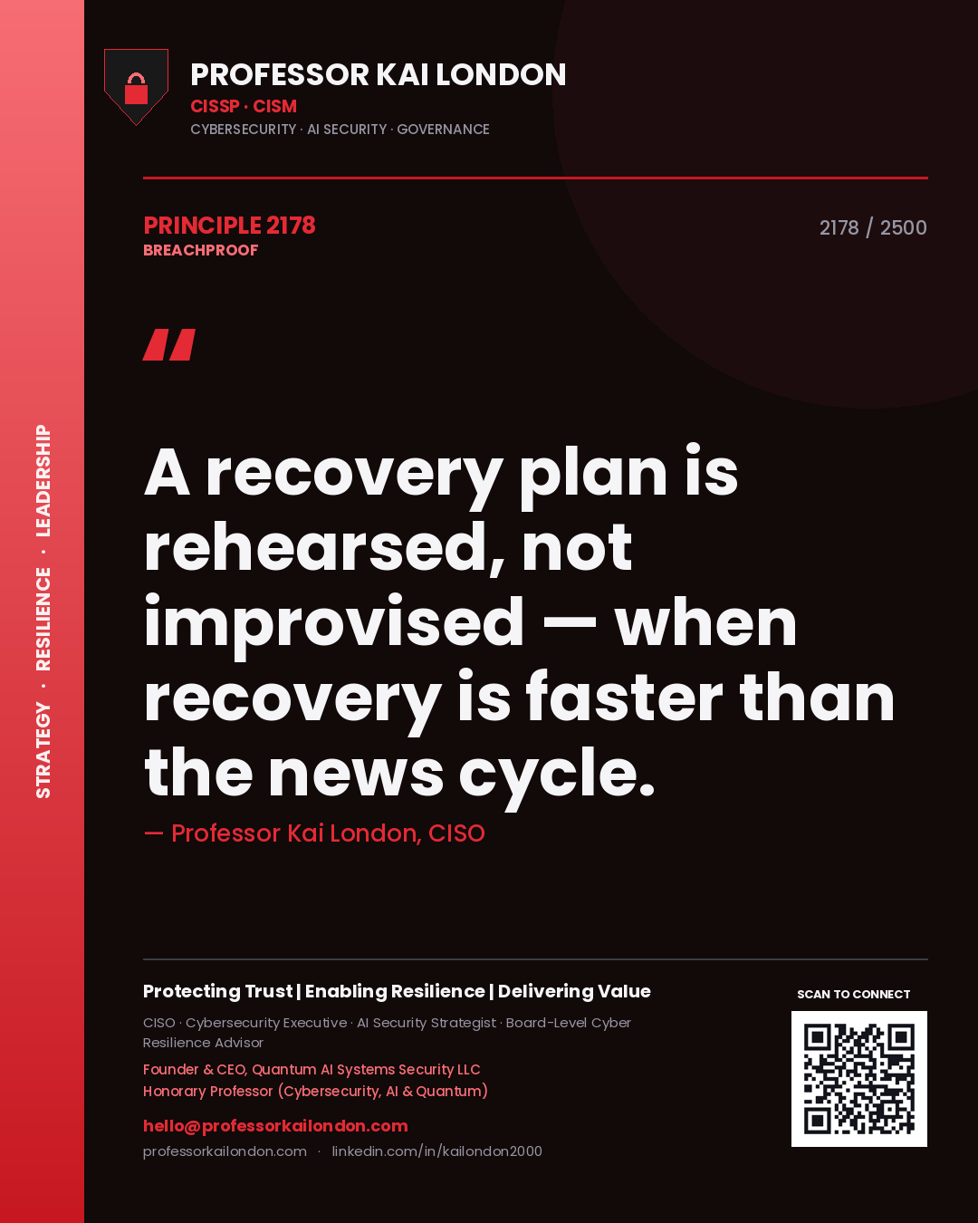 Professor Kai London principle 2178: A recovery plan is rehearsed, not improvised — when recovery is faster than the news cycle.