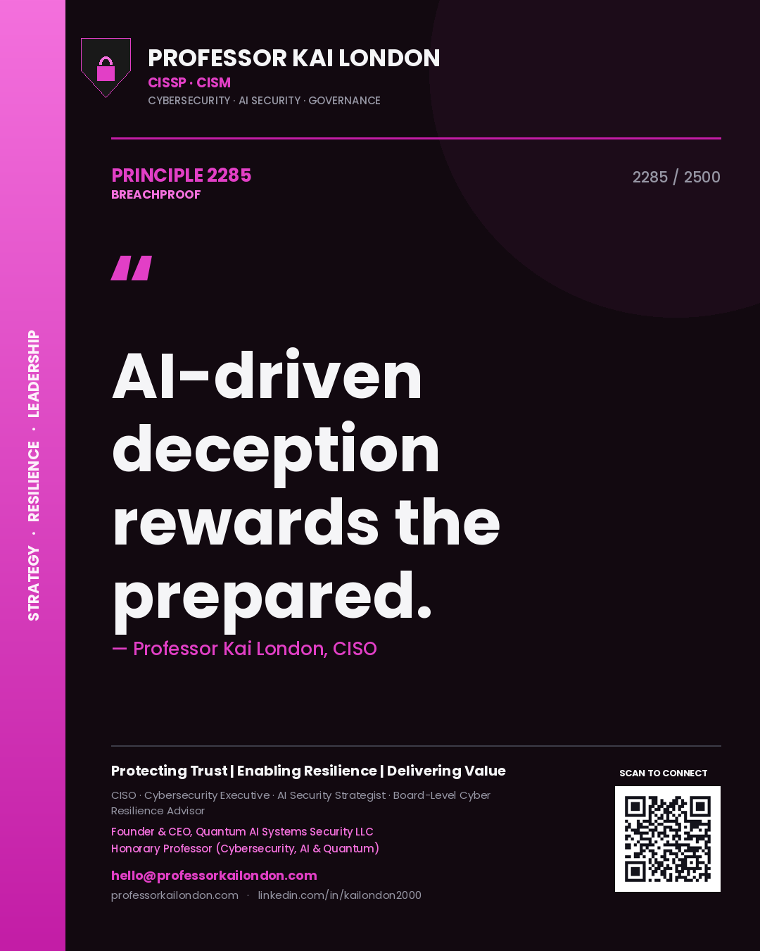 Professor Kai London principle 2285: AI-driven deception rewards the prepared.