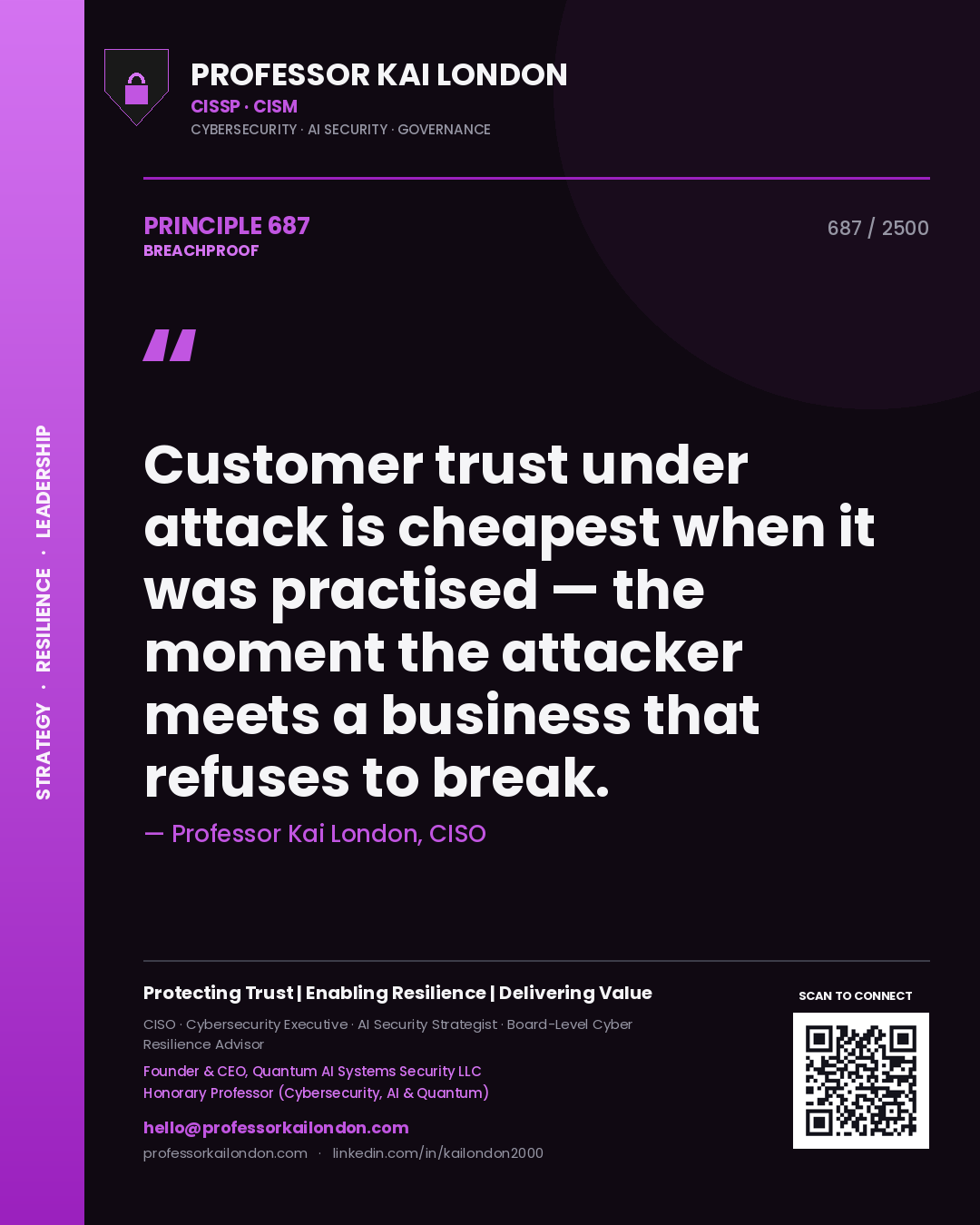 Professor Kai London principle 687: Customer trust under attack is cheapest when it was practised — the moment the attacker meets a business that refuses to break.