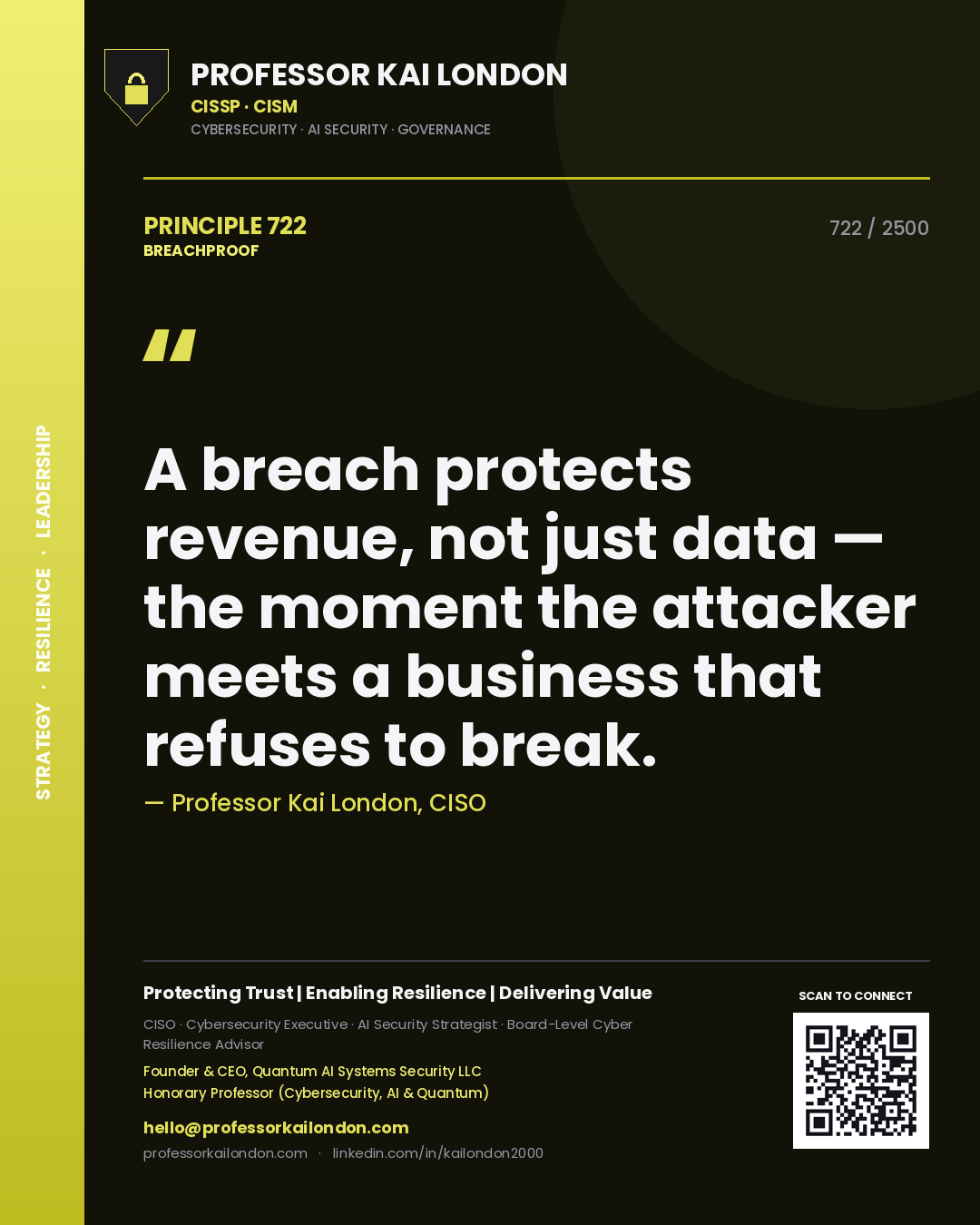 Professor Kai London principle 722: A breach protects revenue, not just data — the moment the attacker meets a business that refuses to break.