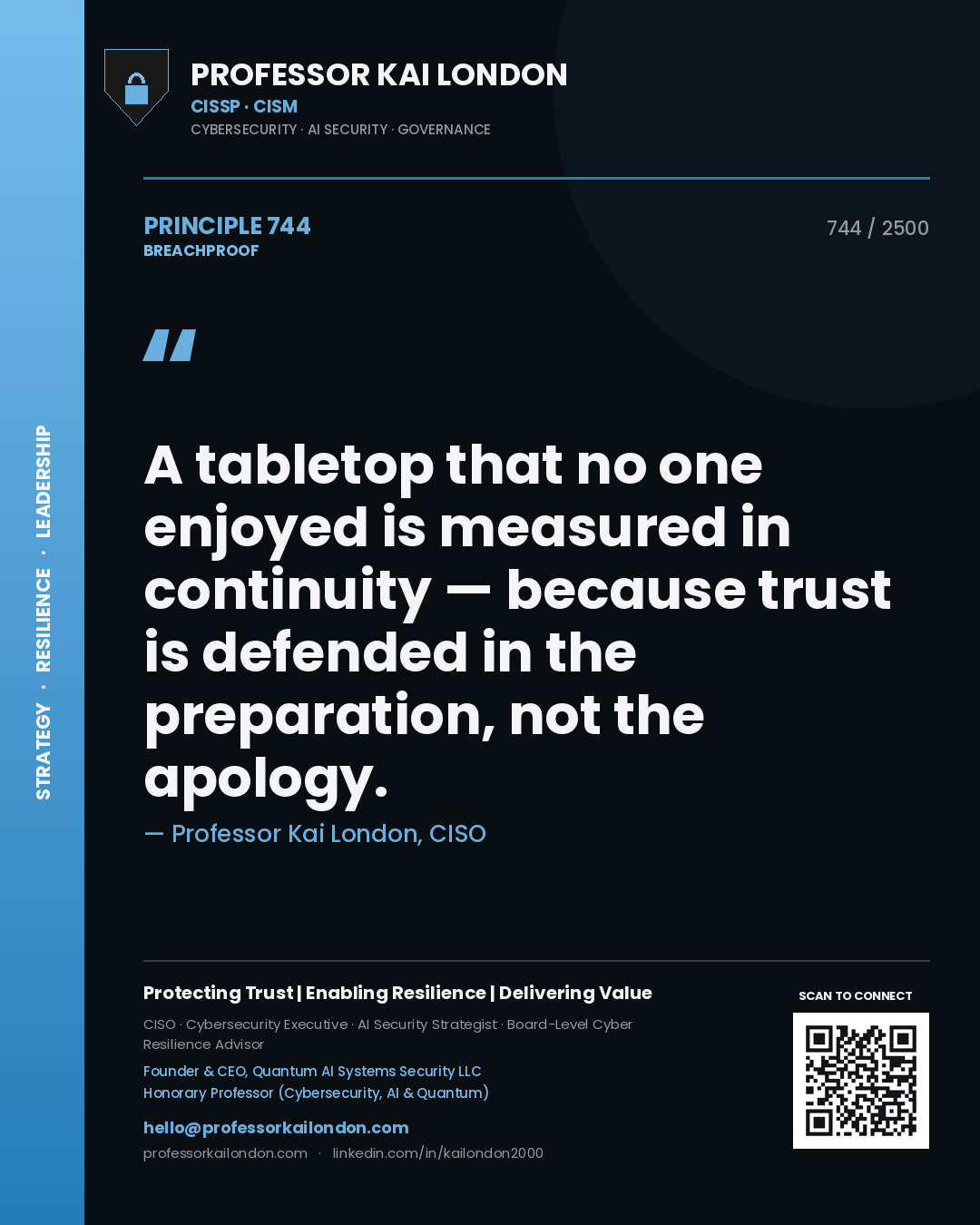 Professor Kai London principle 744: A tabletop that no one enjoyed is measured in continuity — because trust is defended in the preparation, not the apology.