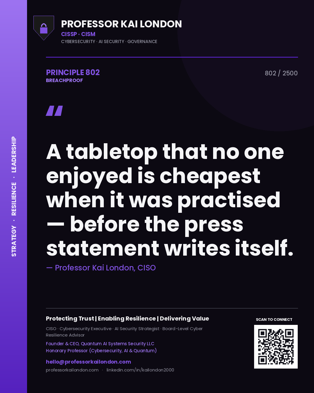 Professor Kai London principle 802: A tabletop that no one enjoyed is cheapest when it was practised — before the press statement writes itself.