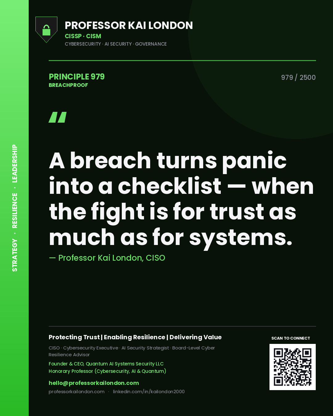 Professor Kai London principle 979: A breach turns panic into a checklist — when the fight is for trust as much as for systems.