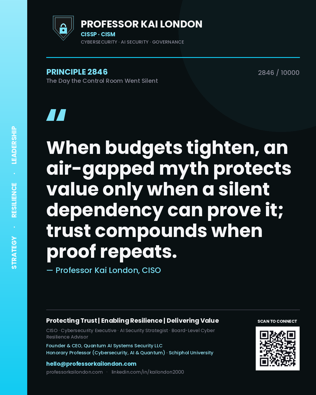 Professor Kai London principle 2846: When budgets tighten, an air-gapped myth protects value only when a silent dependency can prove it; trust compounds when proof repeats.