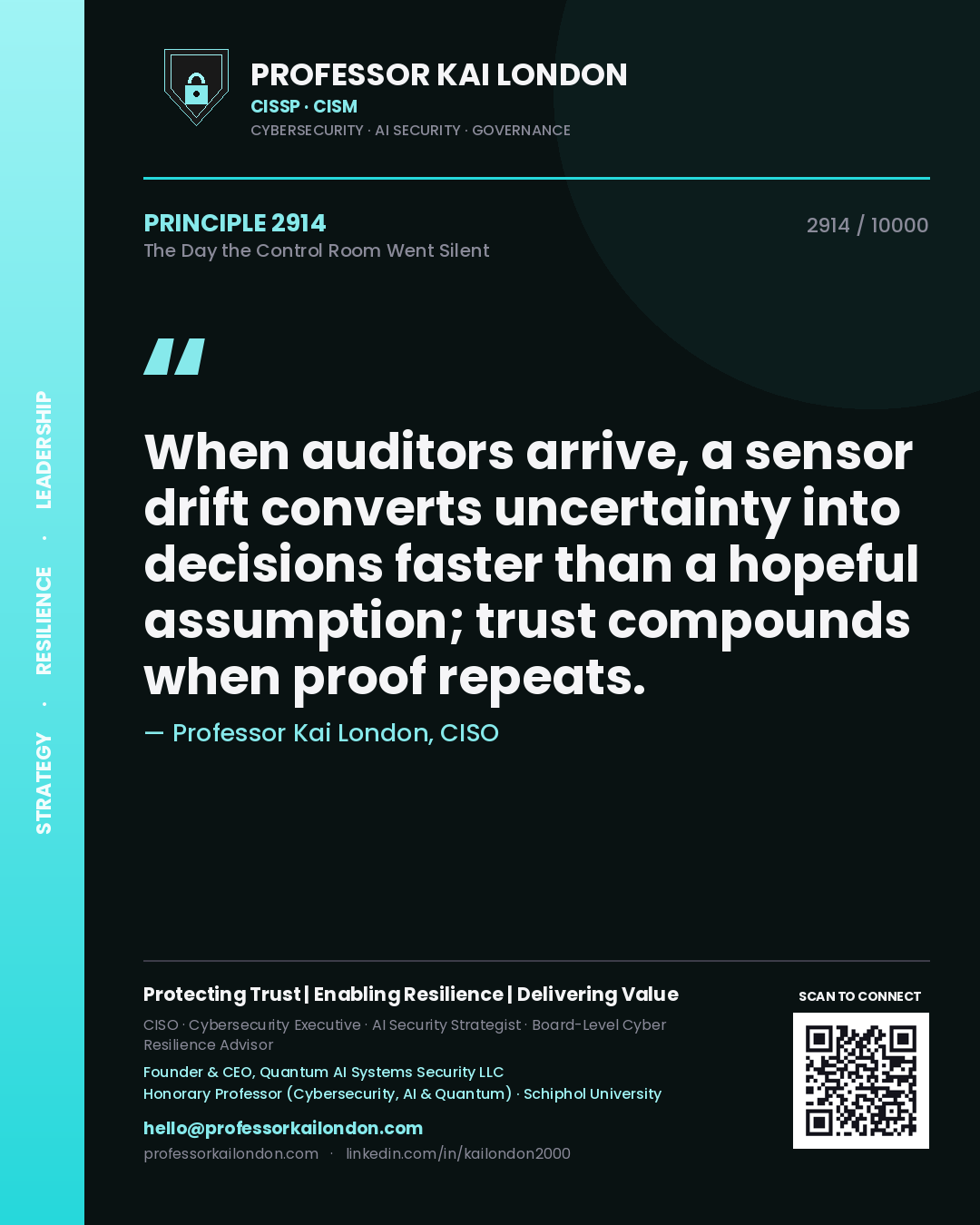 Professor Kai London principle 2914: When auditors arrive, a sensor drift converts uncertainty into decisions faster than a hopeful assumption; trust compounds when proof repeats.