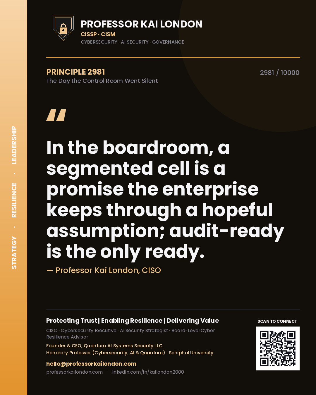 Professor Kai London principle 2981: In the boardroom, a segmented cell is a promise the enterprise keeps through a hopeful assumption; audit-ready is the only ready.