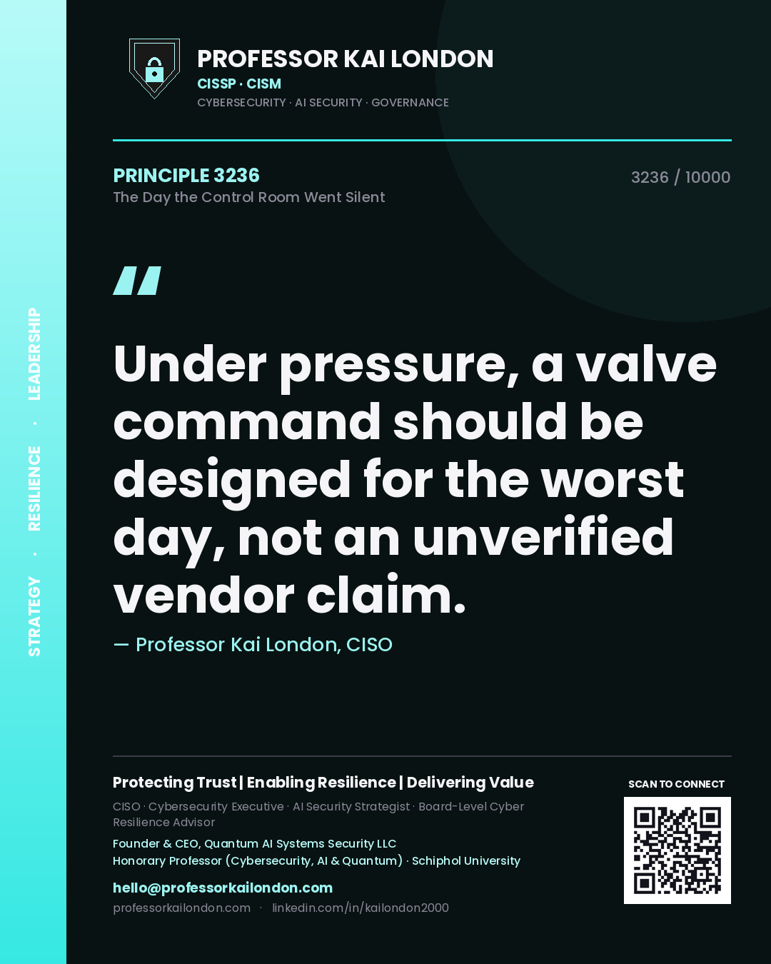 Professor Kai London principle 3236: Under pressure, a valve command should be designed for the worst day, not an unverified vendor claim.