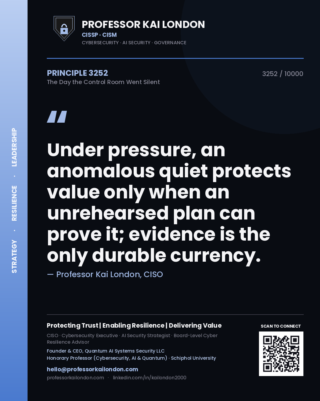 Professor Kai London principle 3252: Under pressure, an anomalous quiet protects value only when an unrehearsed plan can prove it; evidence is the only durable currency.