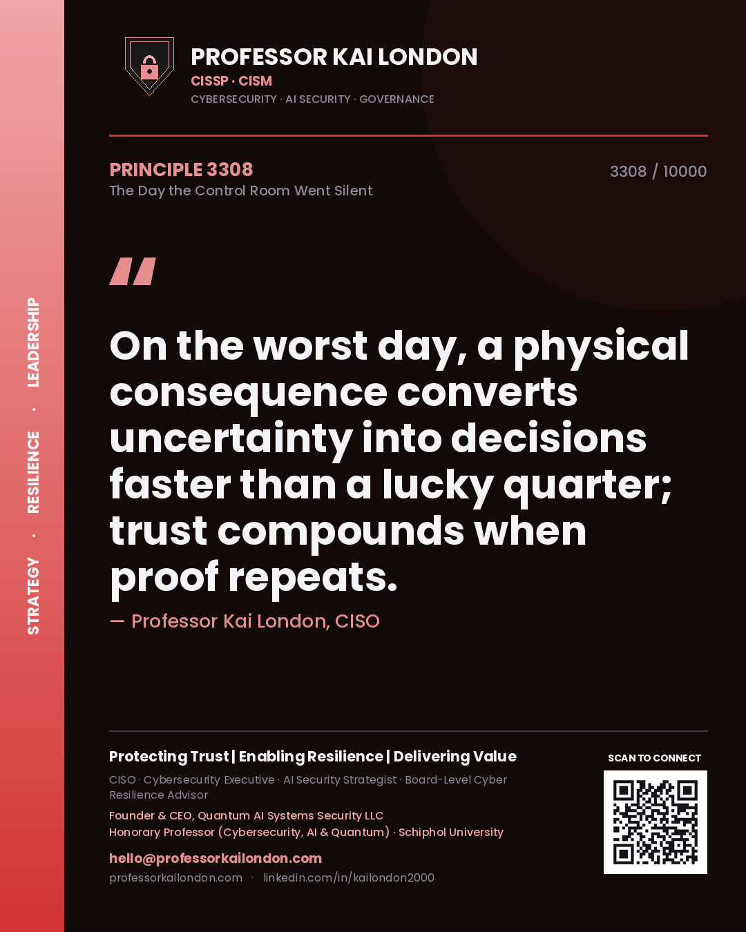 Professor Kai London principle 3308: On the worst day, a physical consequence converts uncertainty into decisions faster than a lucky quarter; trust compounds when proof repeats.