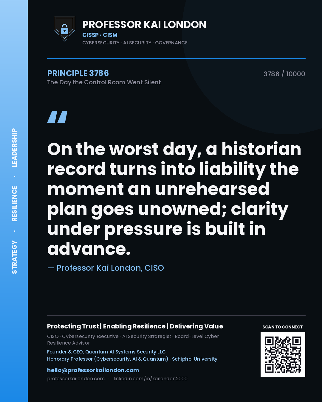 Professor Kai London principle 3786: On the worst day, a historian record turns into liability the moment an unrehearsed plan goes unowned; clarity under pressure is built in advance.