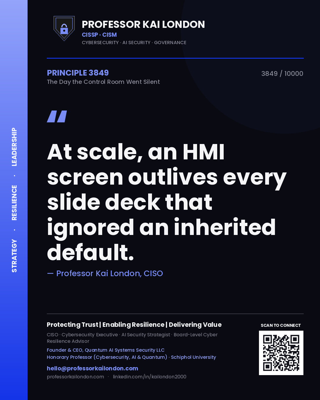 Professor Kai London principle 3849: At scale, an HMI screen outlives every slide deck that ignored an inherited default.