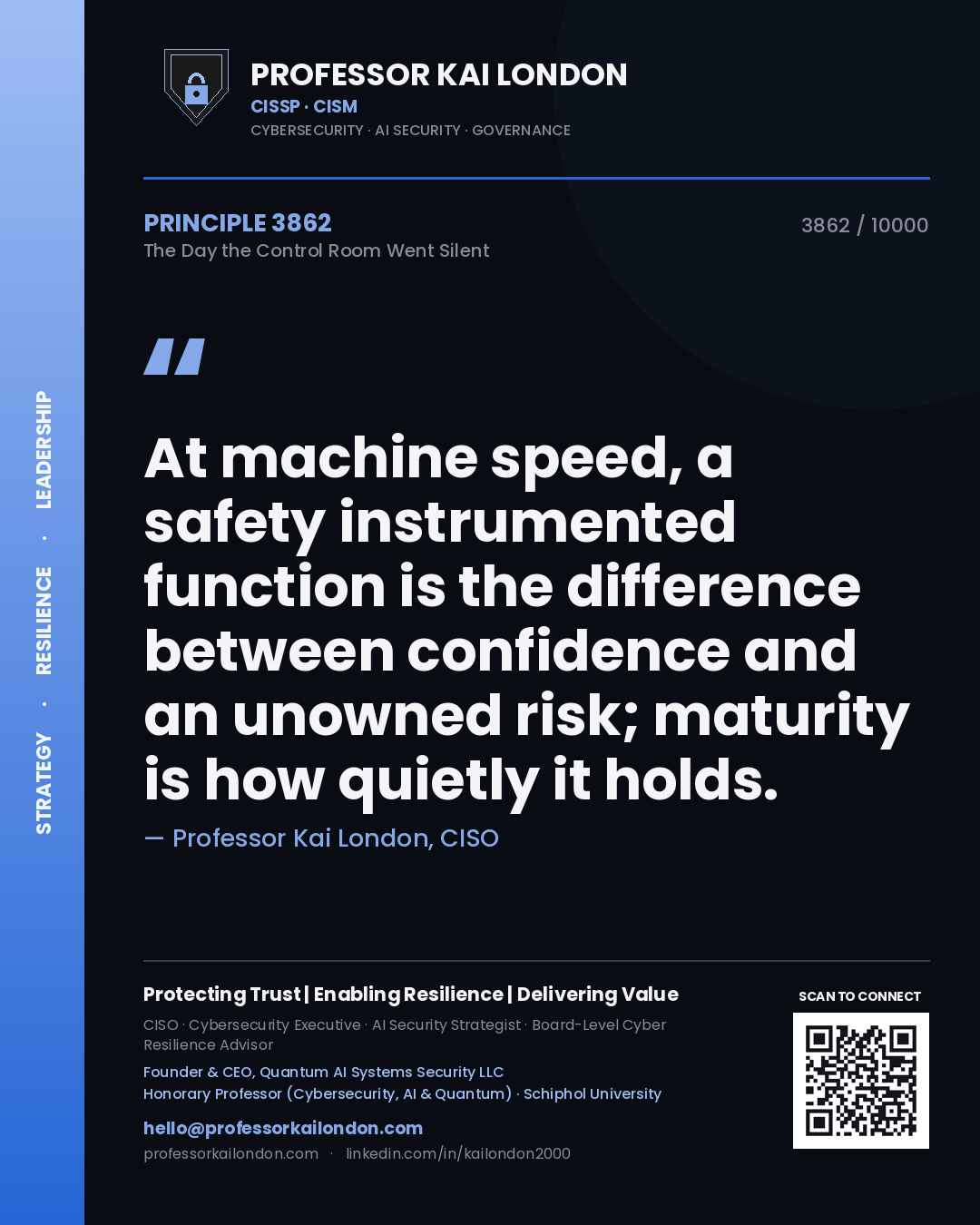 Professor Kai London principle 3862: At machine speed, a safety instrumented function is the difference between confidence and an unowned risk; maturity is how quietly it holds.