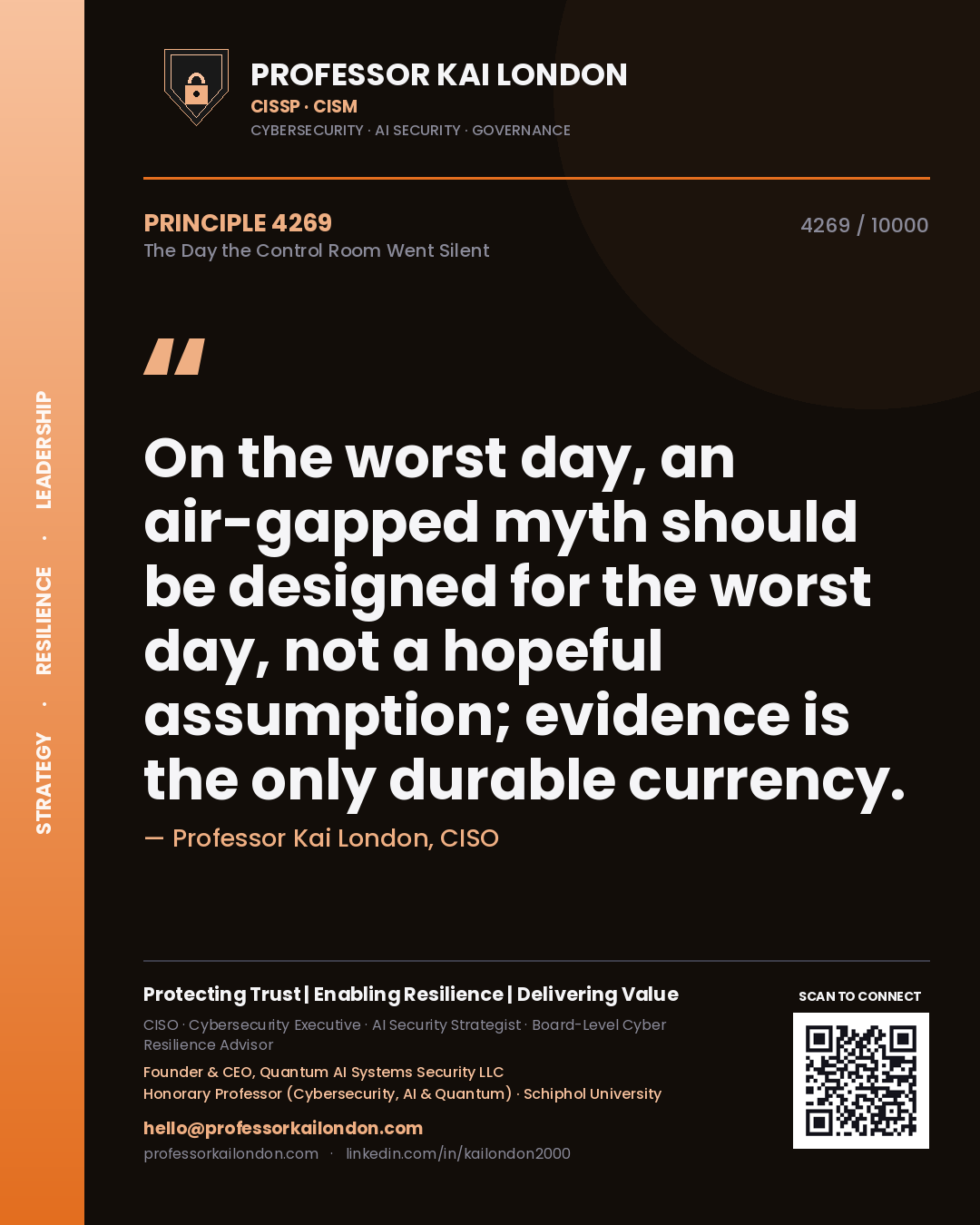 Professor Kai London principle 4269: On the worst day, an air-gapped myth should be designed for the worst day, not a hopeful assumption; evidence is the only durable currency.