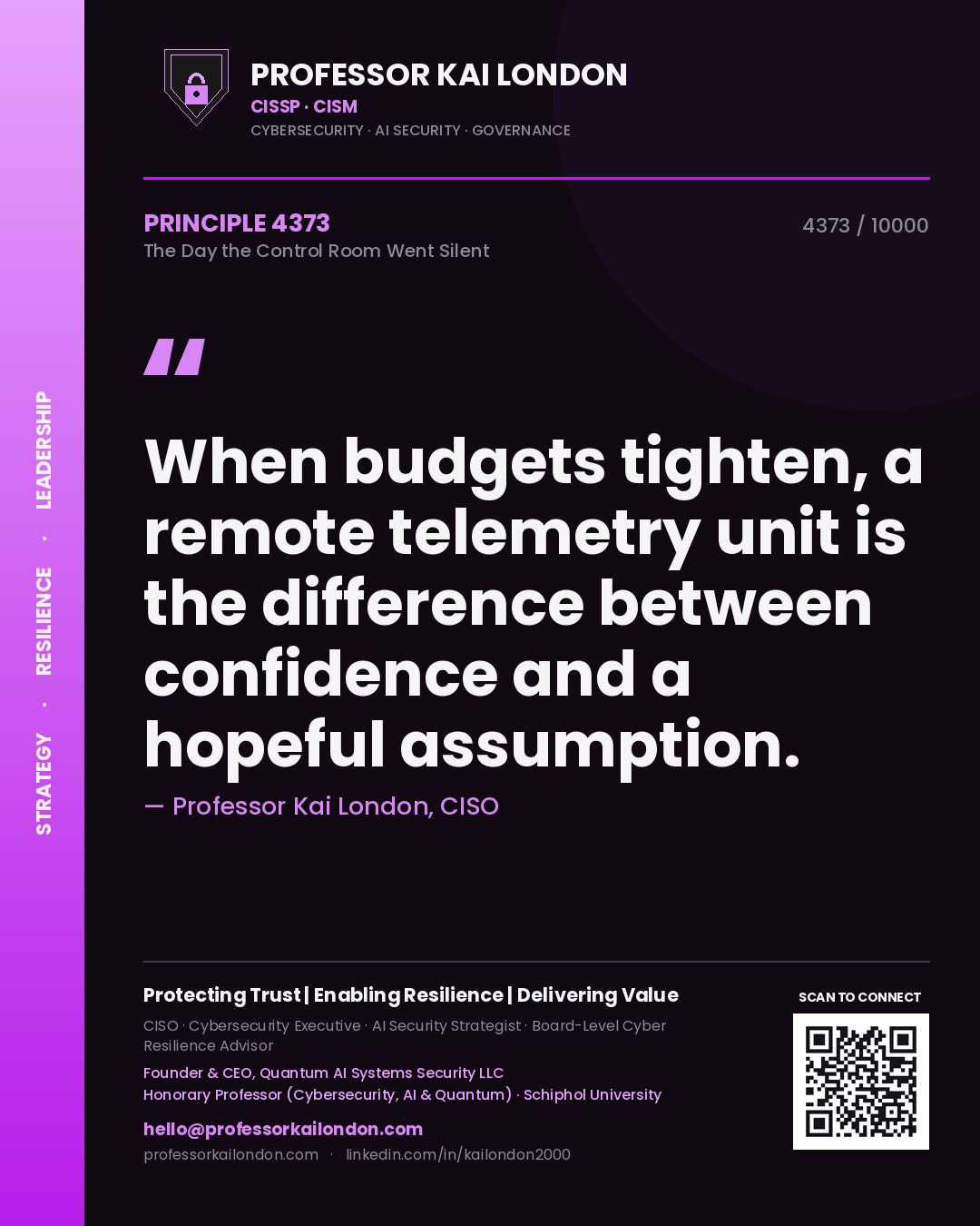 Professor Kai London principle 4373: When budgets tighten, a remote telemetry unit is the difference between confidence and a hopeful assumption.
