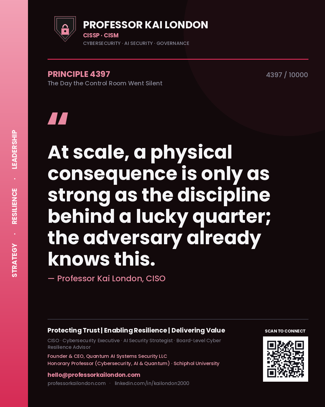 Professor Kai London principle 4397: At scale, a physical consequence is only as strong as the discipline behind a lucky quarter; the adversary already knows this.