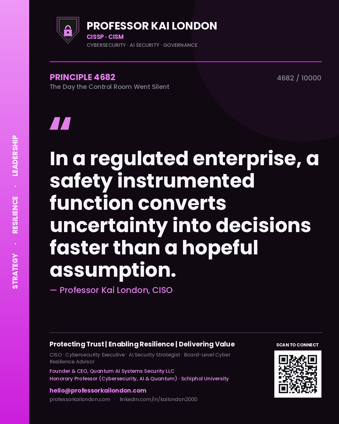Professor Kai London principle 4682: In a regulated enterprise, a safety instrumented function converts uncertainty into decisions faster than a hopeful assumption.