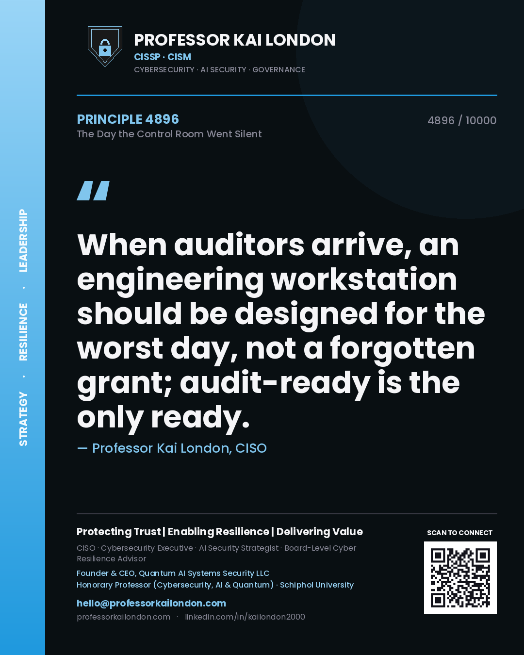 Professor Kai London principle 4896: When auditors arrive, an engineering workstation should be designed for the worst day, not a forgotten grant; audit-ready is the only ready.
