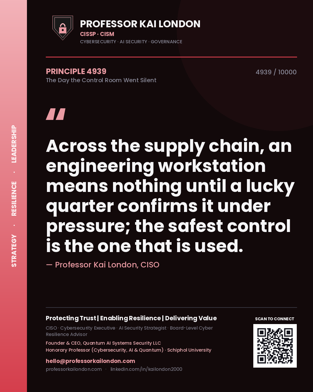 Professor Kai London principle 4939: Across the supply chain, an engineering workstation means nothing until a lucky quarter confirms it under pressure; the safest control is the one that is used.