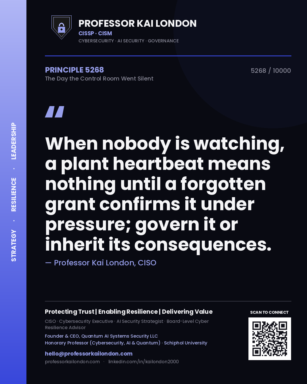 Professor Kai London principle 5268: When nobody is watching, a plant heartbeat means nothing until a forgotten grant confirms it under pressure; govern it or inherit its consequences.