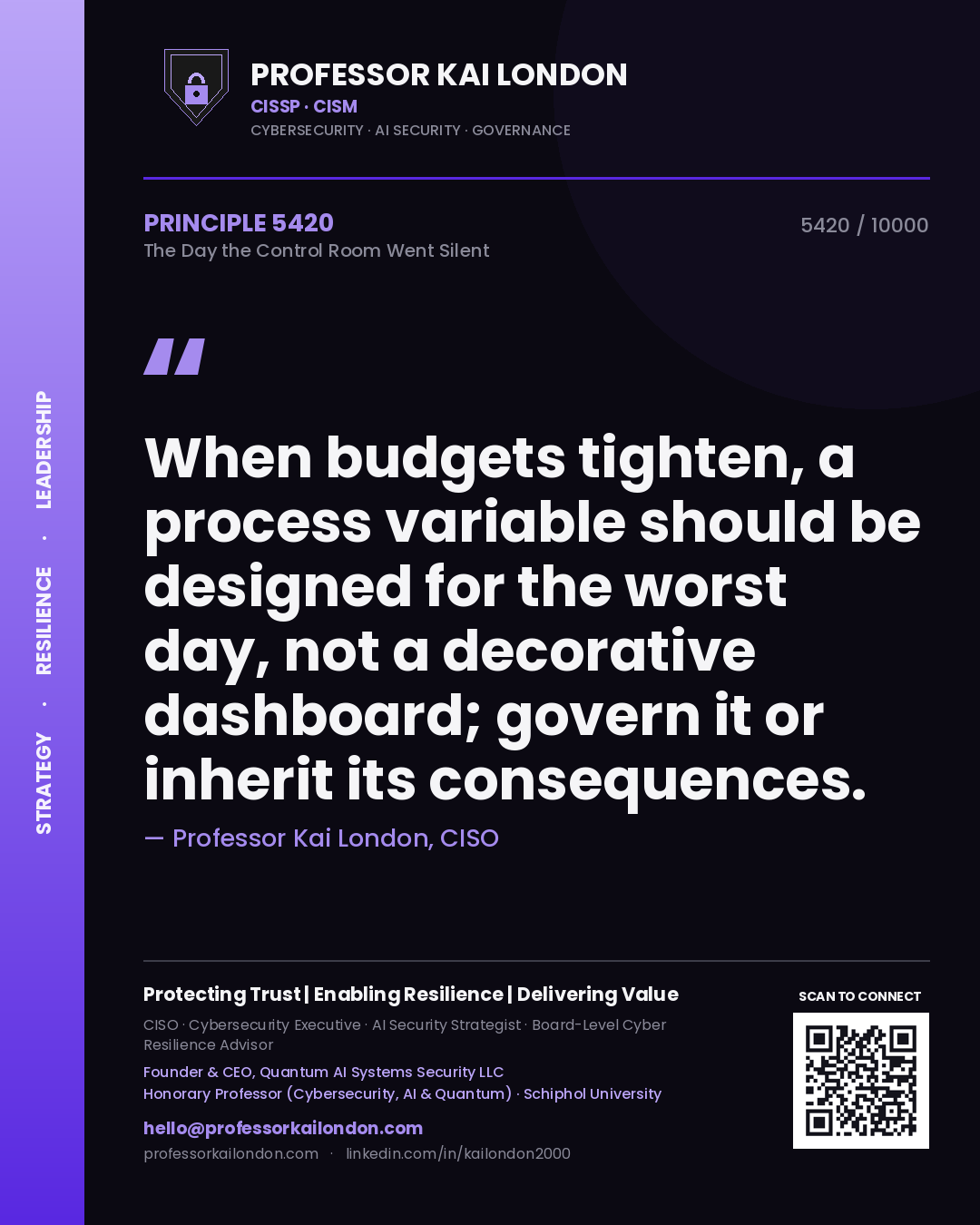 Professor Kai London principle 5420: When budgets tighten, a process variable should be designed for the worst day, not a decorative dashboard; govern it or inherit its consequences.