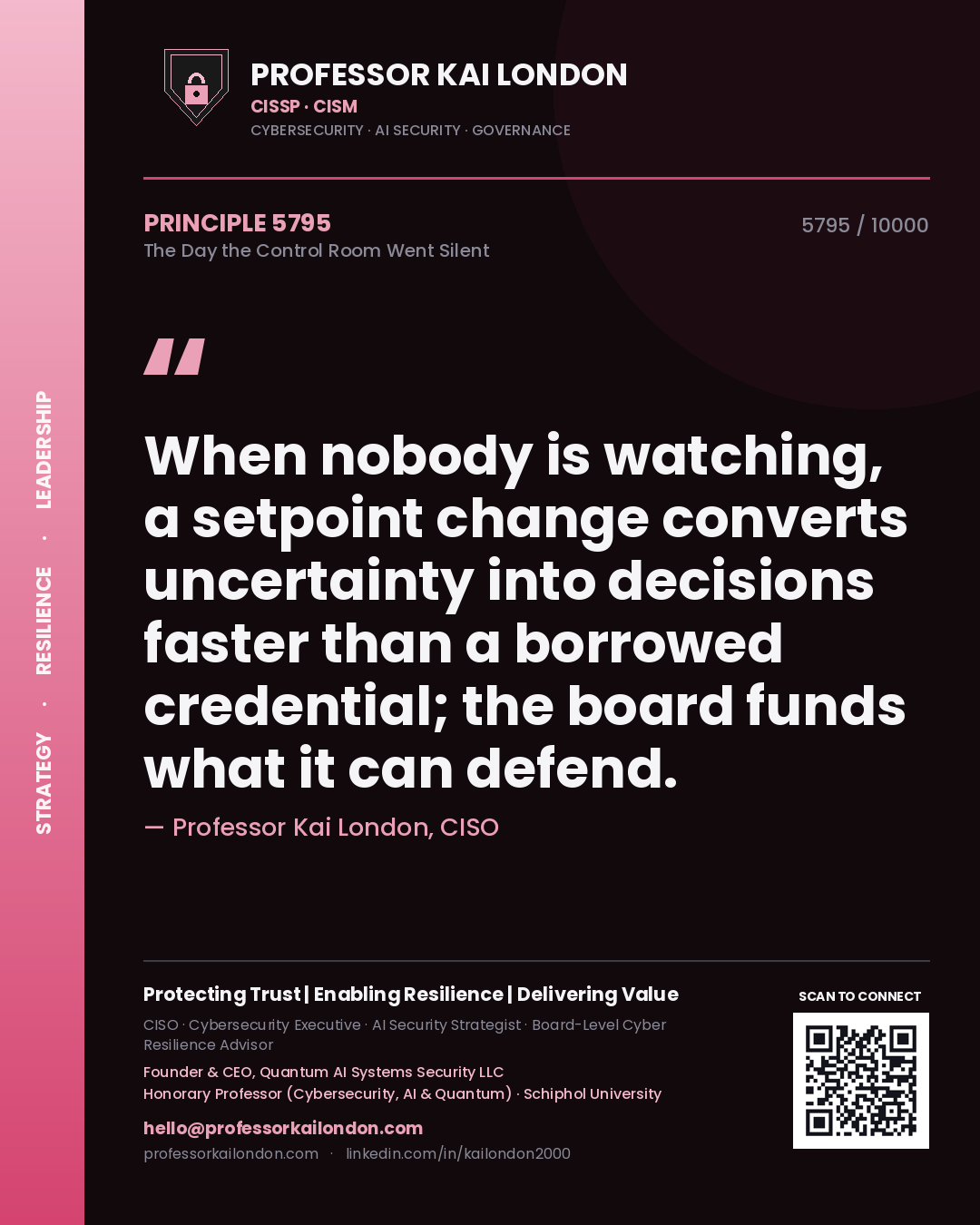 Professor Kai London principle 5795: When nobody is watching, a setpoint change converts uncertainty into decisions faster than a borrowed credential; the board funds what it can defend.