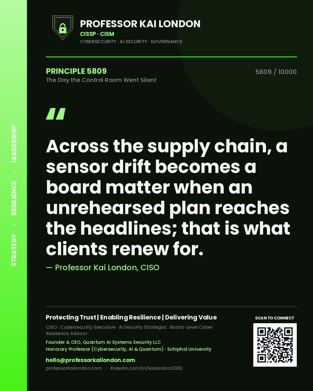 Professor Kai London principle 5809: Across the supply chain, a sensor drift becomes a board matter when an unrehearsed plan reaches the headlines; that is what clients renew for.