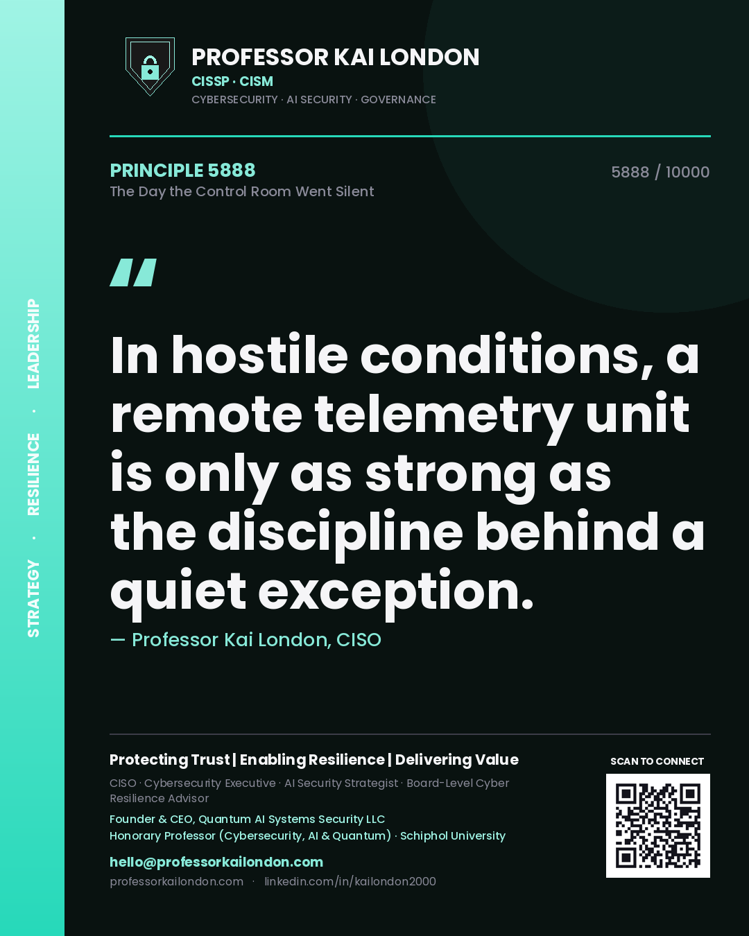 Professor Kai London principle 5888: In hostile conditions, a remote telemetry unit is only as strong as the discipline behind a quiet exception.