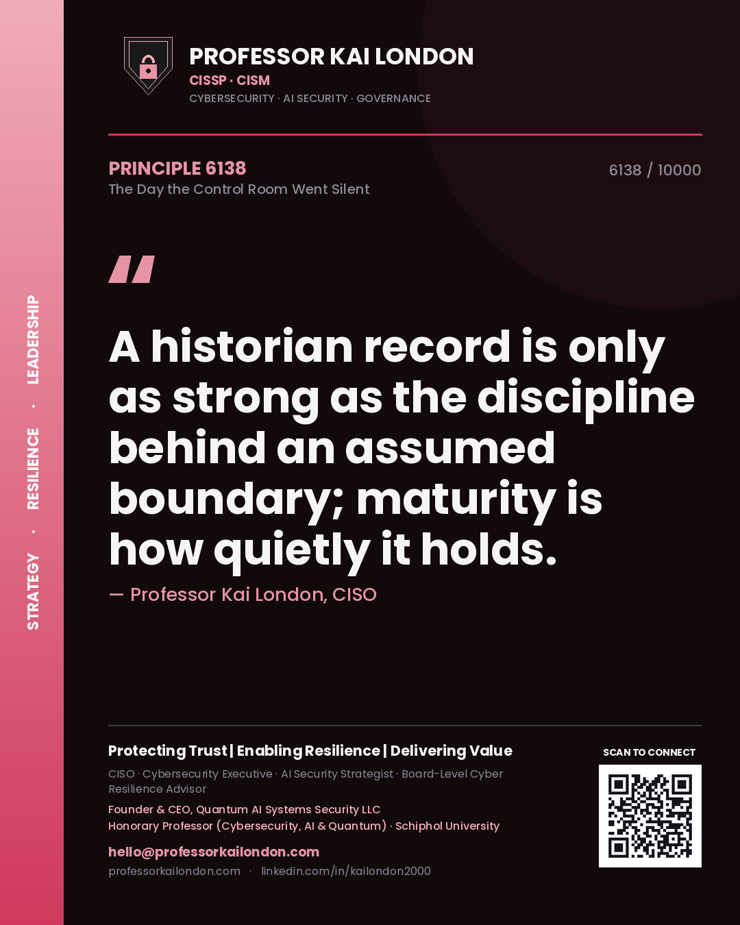 Professor Kai London principle 6138: A historian record is only as strong as the discipline behind an assumed boundary; maturity is how quietly it holds.
