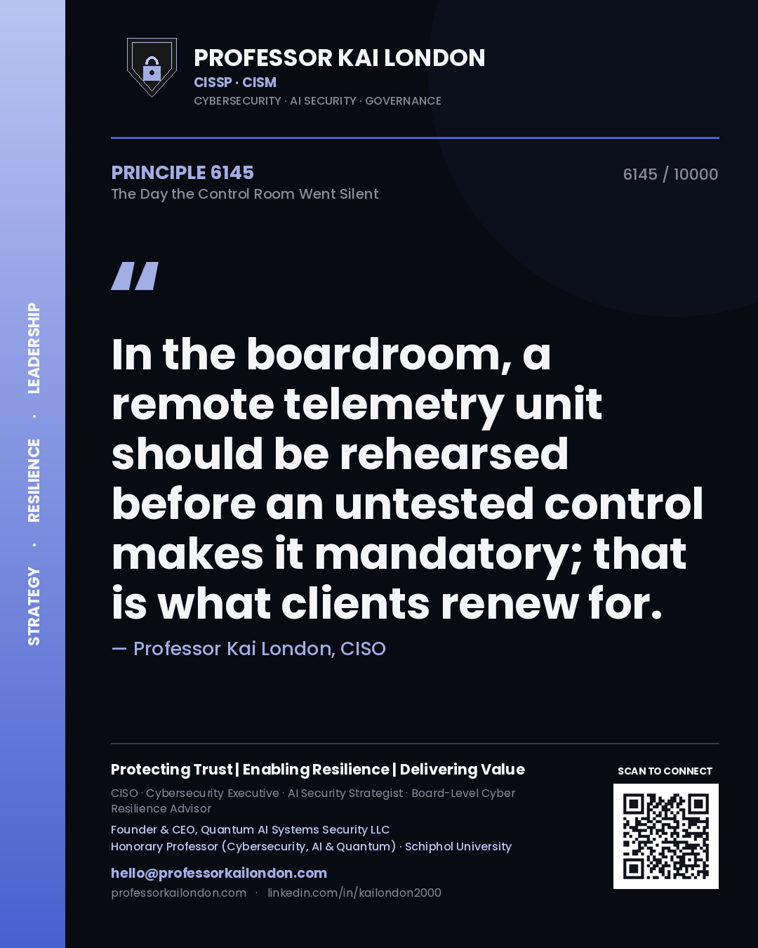 Professor Kai London principle 6145: In the boardroom, a remote telemetry unit should be rehearsed before an untested control makes it mandatory; that is what clients renew for.