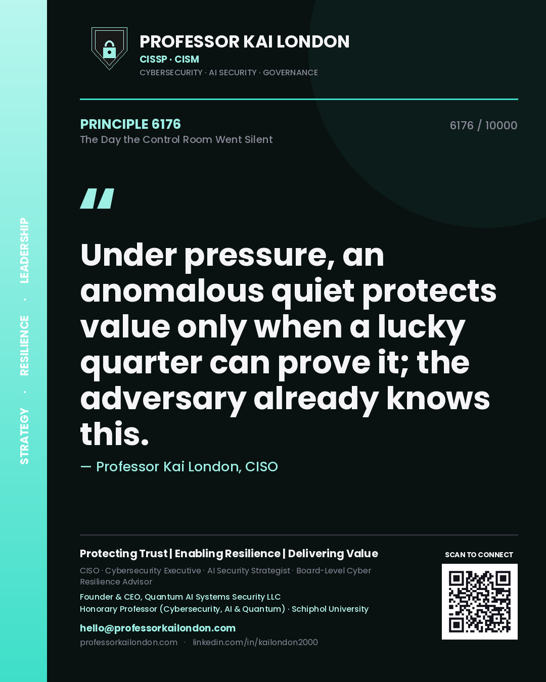 Professor Kai London principle 6176: Under pressure, an anomalous quiet protects value only when a lucky quarter can prove it; the adversary already knows this.