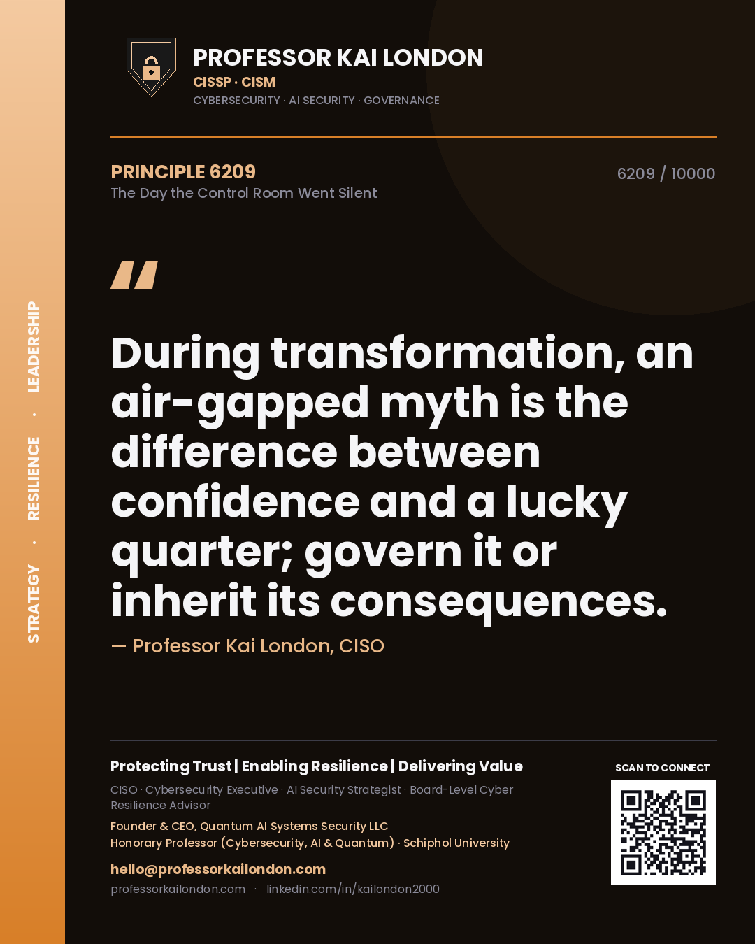 Professor Kai London principle 6209: During transformation, an air-gapped myth is the difference between confidence and a lucky quarter; govern it or inherit its consequences.