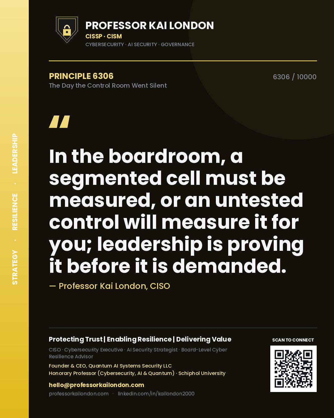 Professor Kai London principle 6306: In the boardroom, a segmented cell must be measured, or an untested control will measure it for you; leadership is proving it before it is demanded.