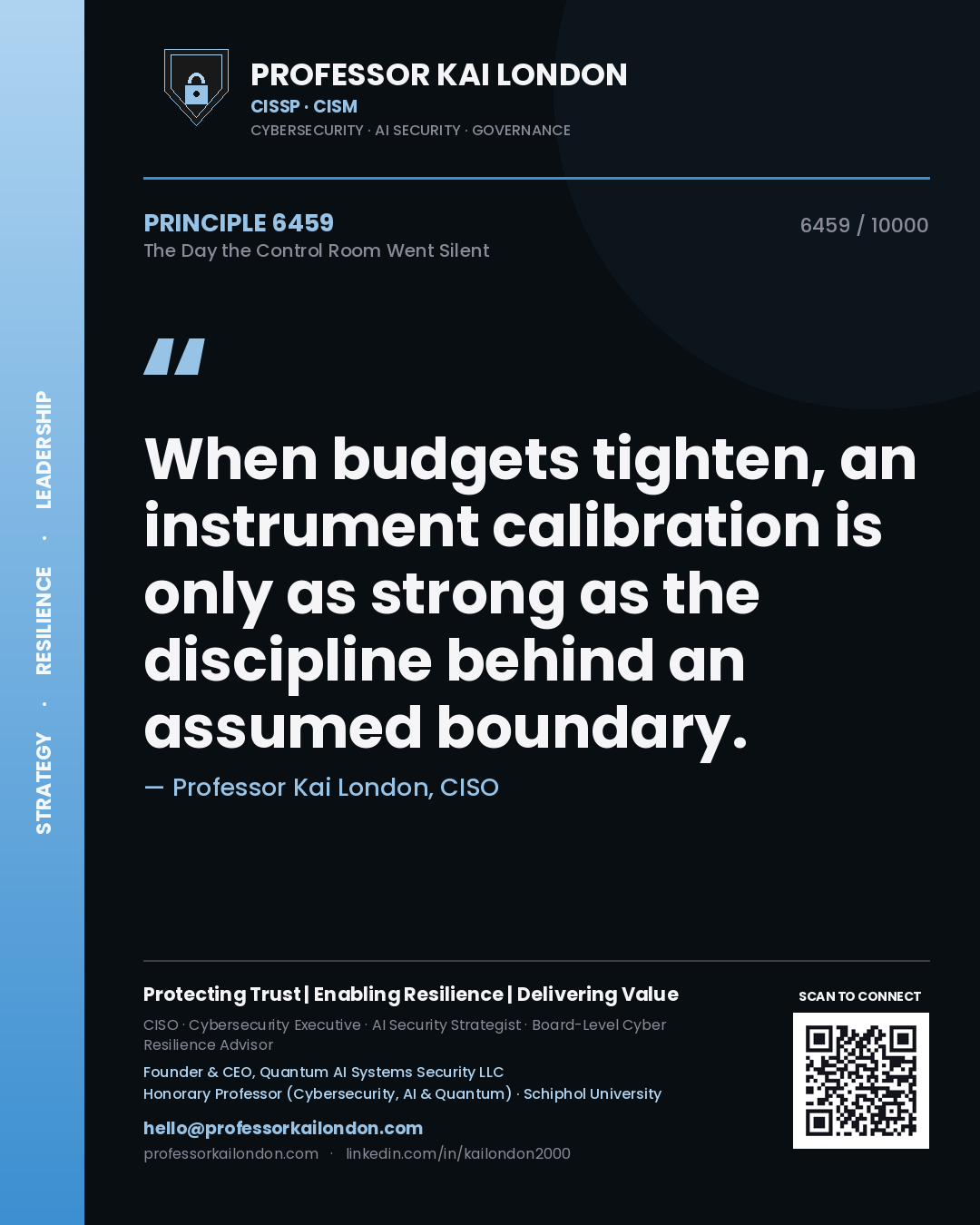 Professor Kai London principle 6459: When budgets tighten, an instrument calibration is only as strong as the discipline behind an assumed boundary.