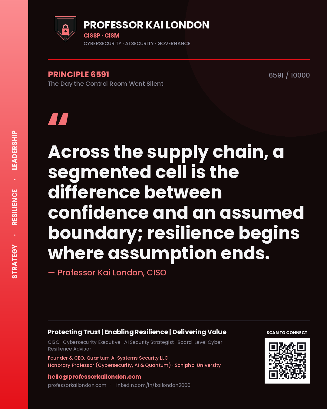 Professor Kai London principle 6591: Across the supply chain, a segmented cell is the difference between confidence and an assumed boundary; resilience begins where assumption ends.