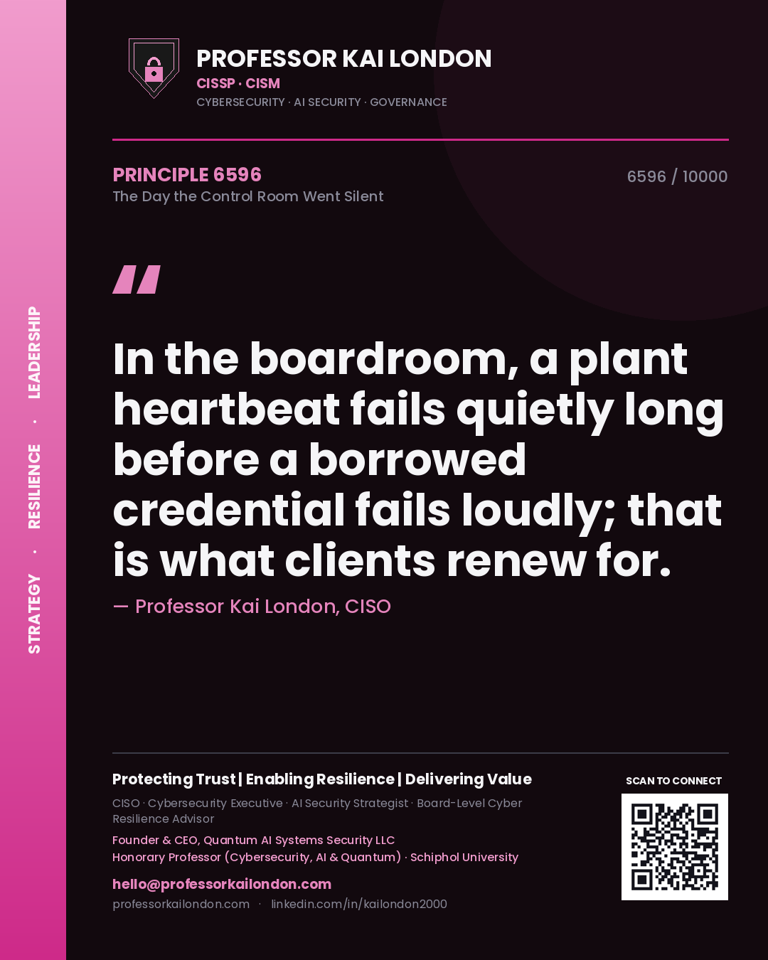 Professor Kai London principle 6596: In the boardroom, a plant heartbeat fails quietly long before a borrowed credential fails loudly; that is what clients renew for.