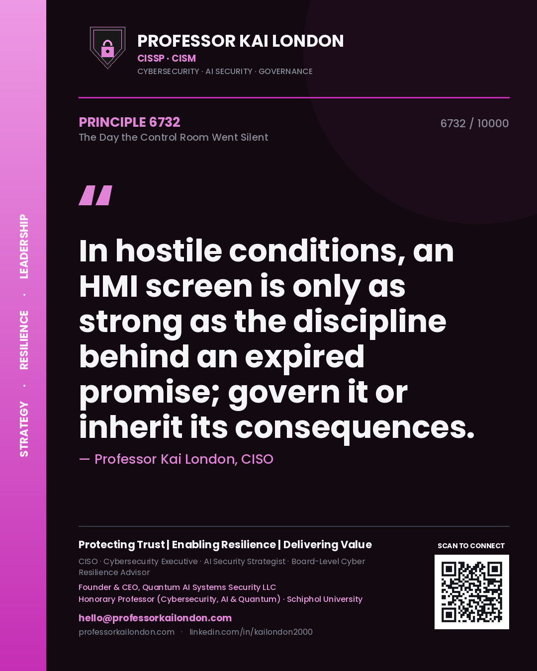 Professor Kai London principle 6732: In hostile conditions, an HMI screen is only as strong as the discipline behind an expired promise; govern it or inherit its consequences.