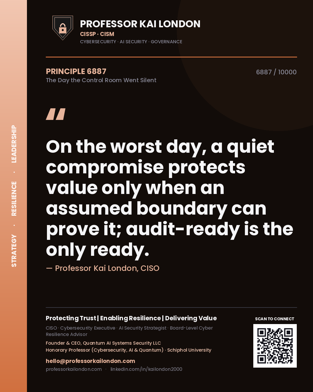 Professor Kai London principle 6887: On the worst day, a quiet compromise protects value only when an assumed boundary can prove it; audit-ready is the only ready.